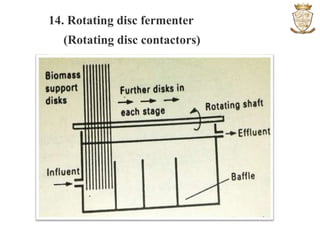 14. Rotating disc fermenter
(Rotating disc contactors)
 