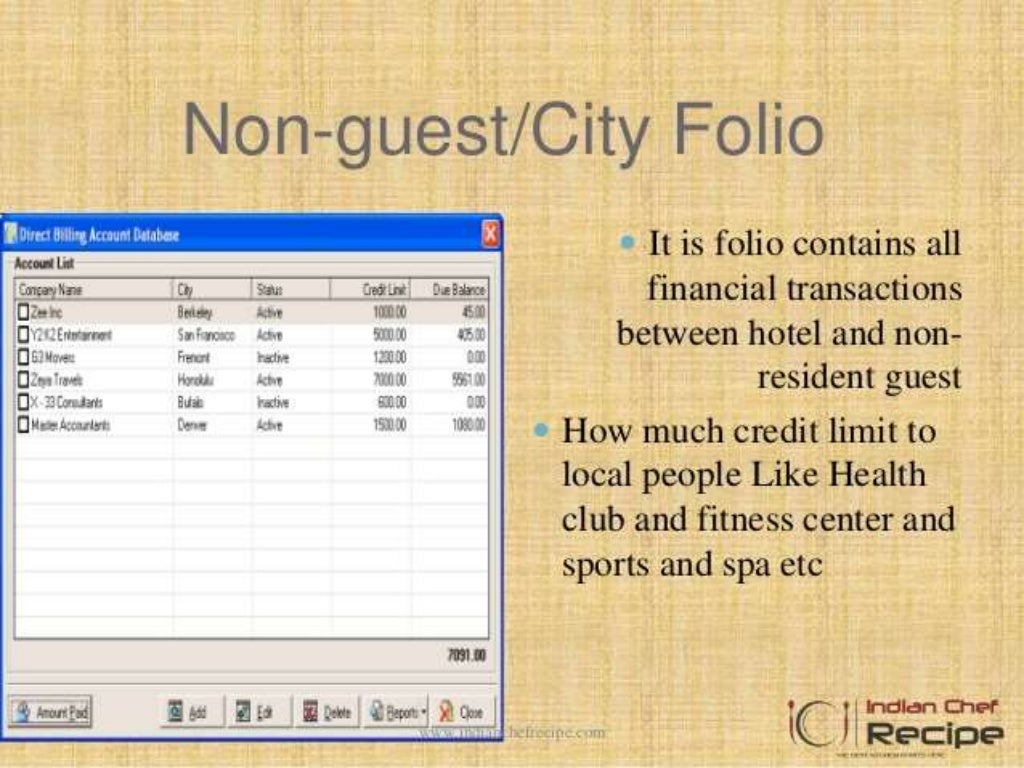TYPES OF GUEST FOLIOS