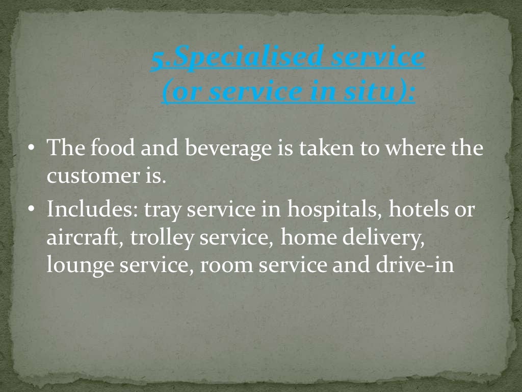Types of food and beverage services