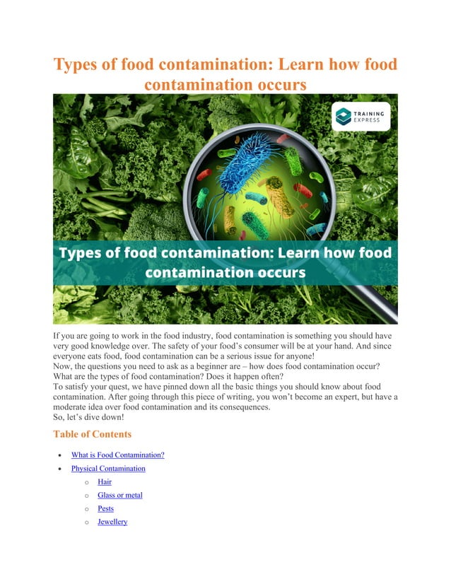 Types of food contamination PDF