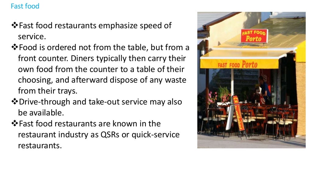 Types of food service establishments