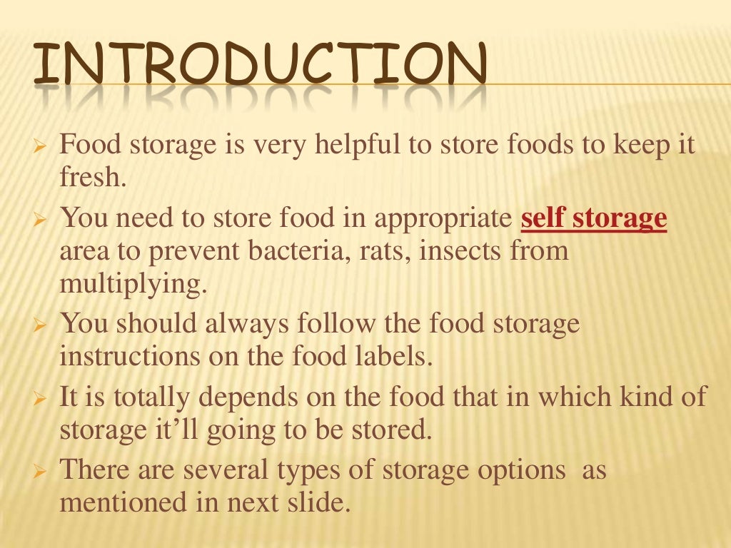 Types of food storage