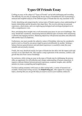 Types Of Friends Essay | PDF