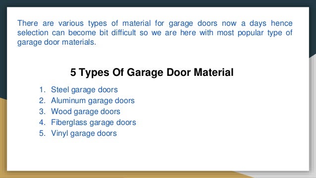 Types Garage Door Material