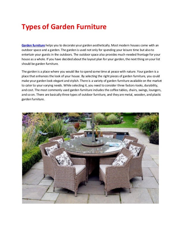 Types of garden furniture