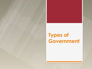 Types of
Government
 