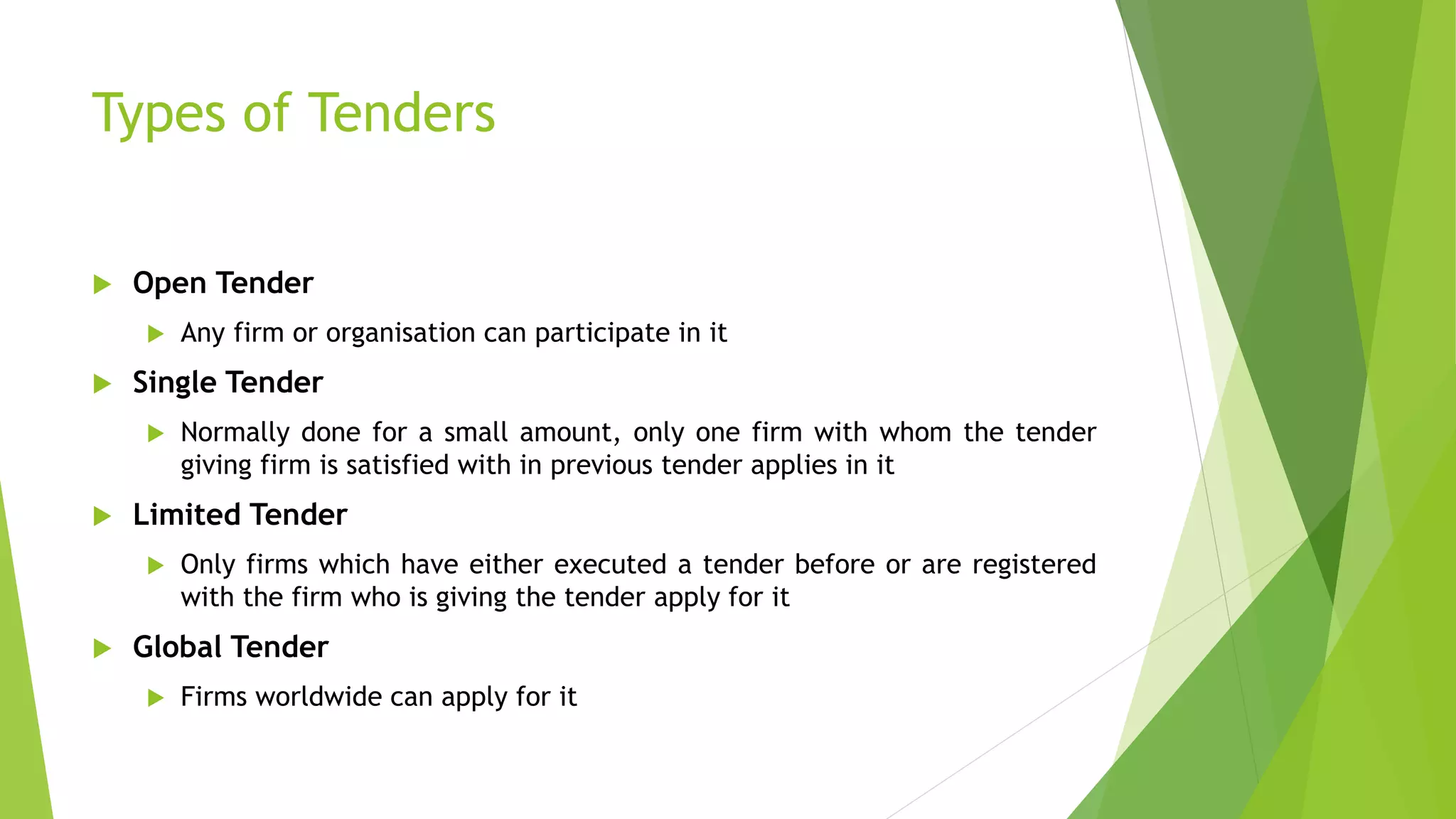 Types of Government Pricing Mechanisms & Tenders