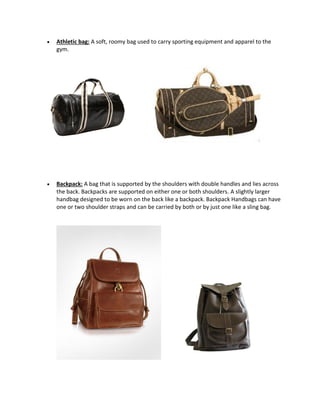 List of all the types of Leather Bags..!!