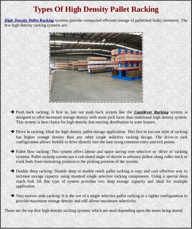 Types of high density pallet racking