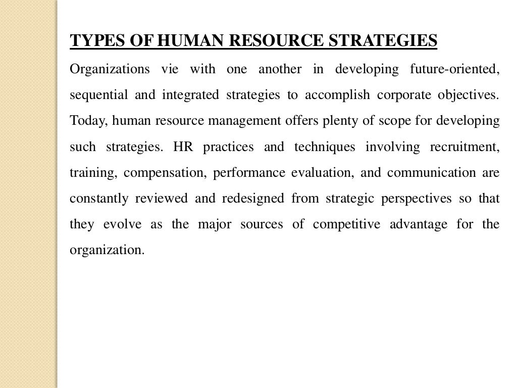 Types of Human Resource Strategies