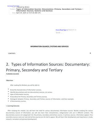 Comprehensive Guide to Documentary Information Sources: Primary ...