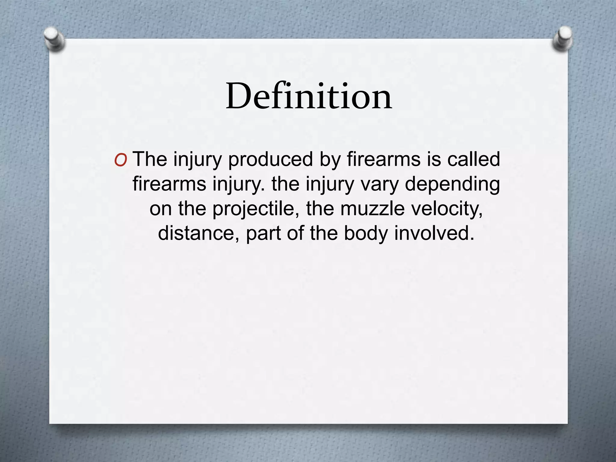 Types of injury and range of fire | PPTX