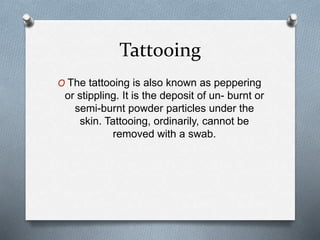 Powder Stippling Types of injury and range of fire | PPTX