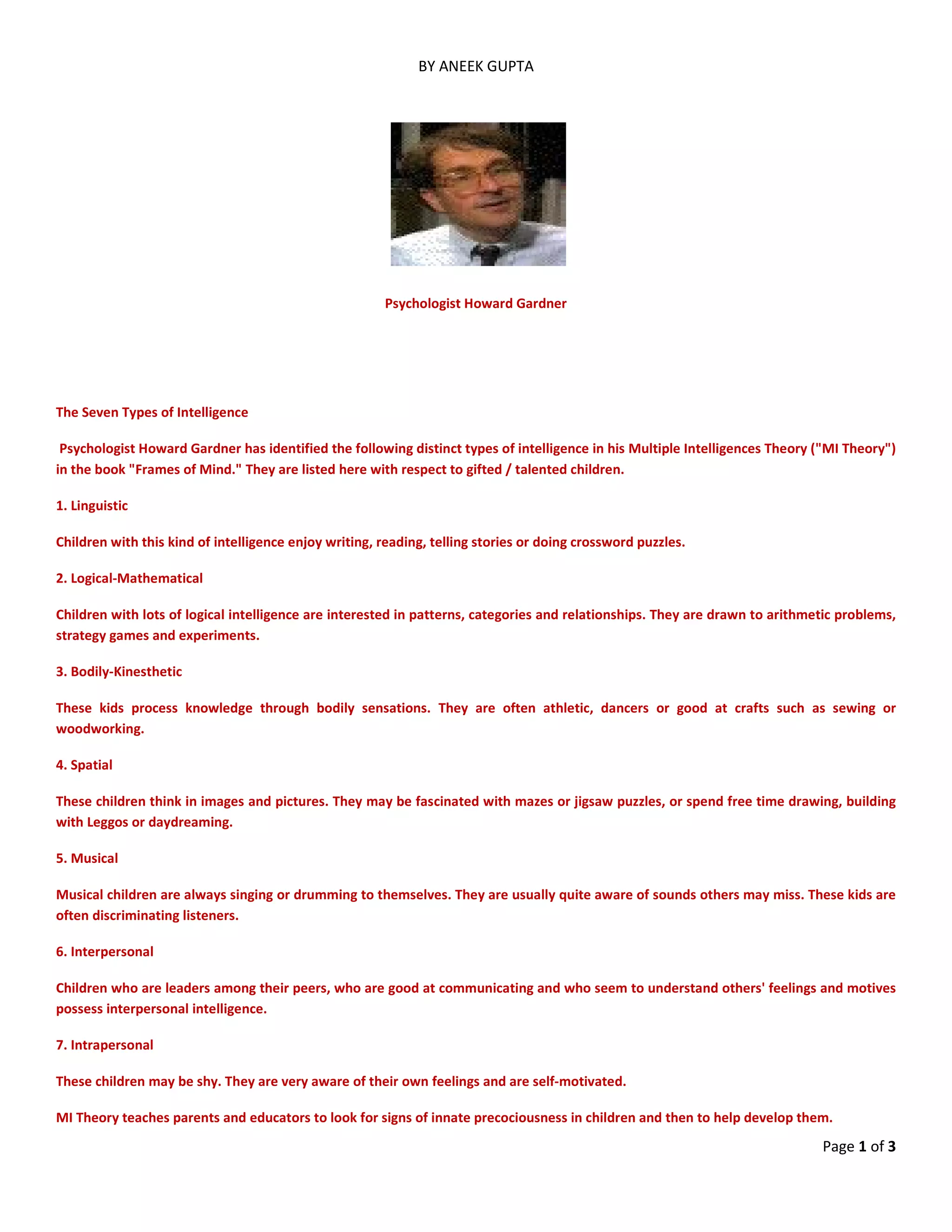 Types Of Intelligence