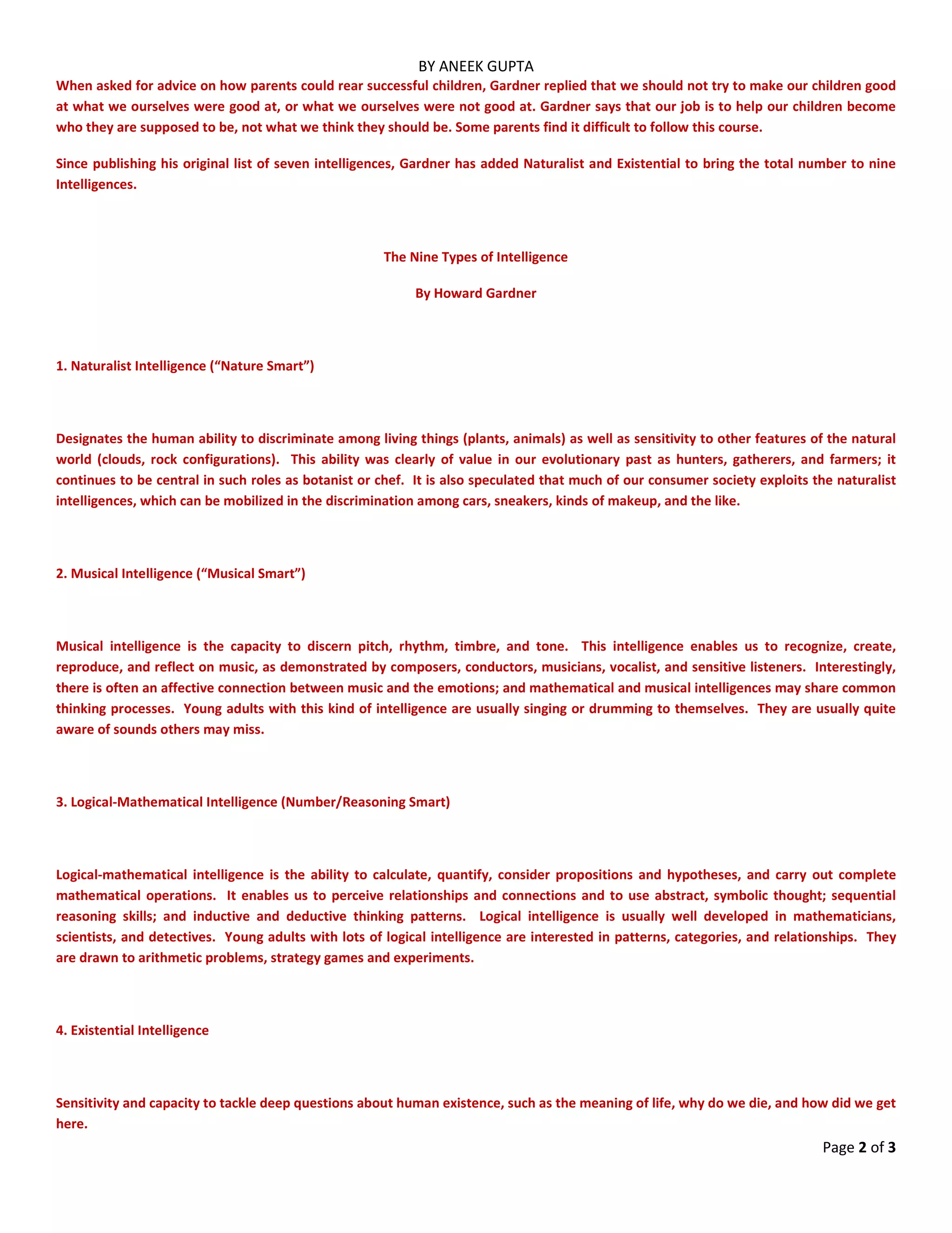 Types Of Intelligence