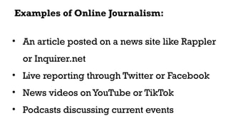 Types of Journalism.pptx special program in journalism | PPTX