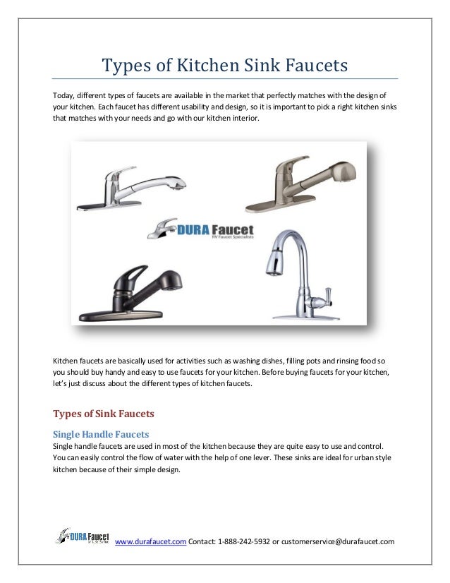 Types Of Kitchen Sink Faucets