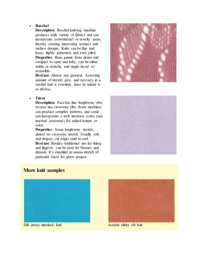 Types Of Knit Fabric Types Of Knit Fabric