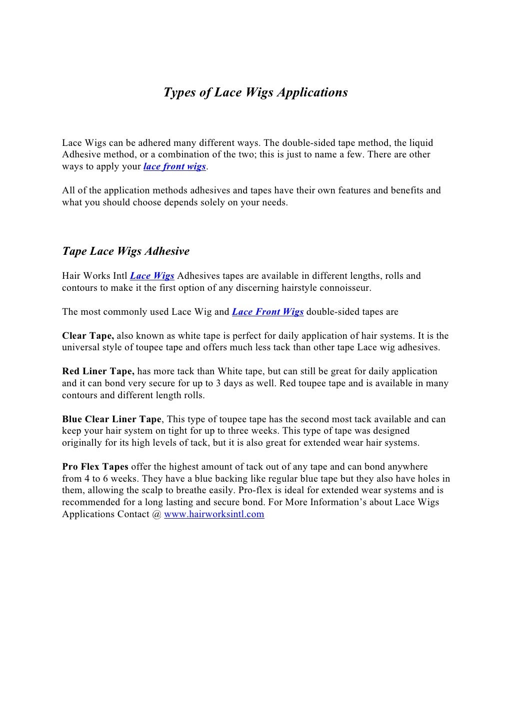 Types Of Lace Wigs Applications