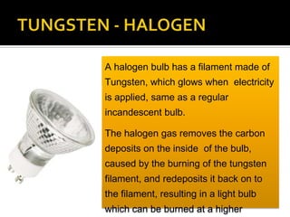 Halogen Burn Lighting sources_Raffles Institute_Environmental lighting | PPTX