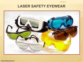 7/28/2012


                          LASER SAFETY EYEWEAR




                                                       24
Laser-Professionals.com
 