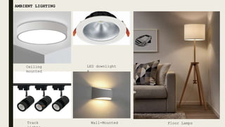 Ceiling
mounted
LED downlight
s
Track Wall-Mounted Floor Lamps
AMBIENT LIGHTING
 