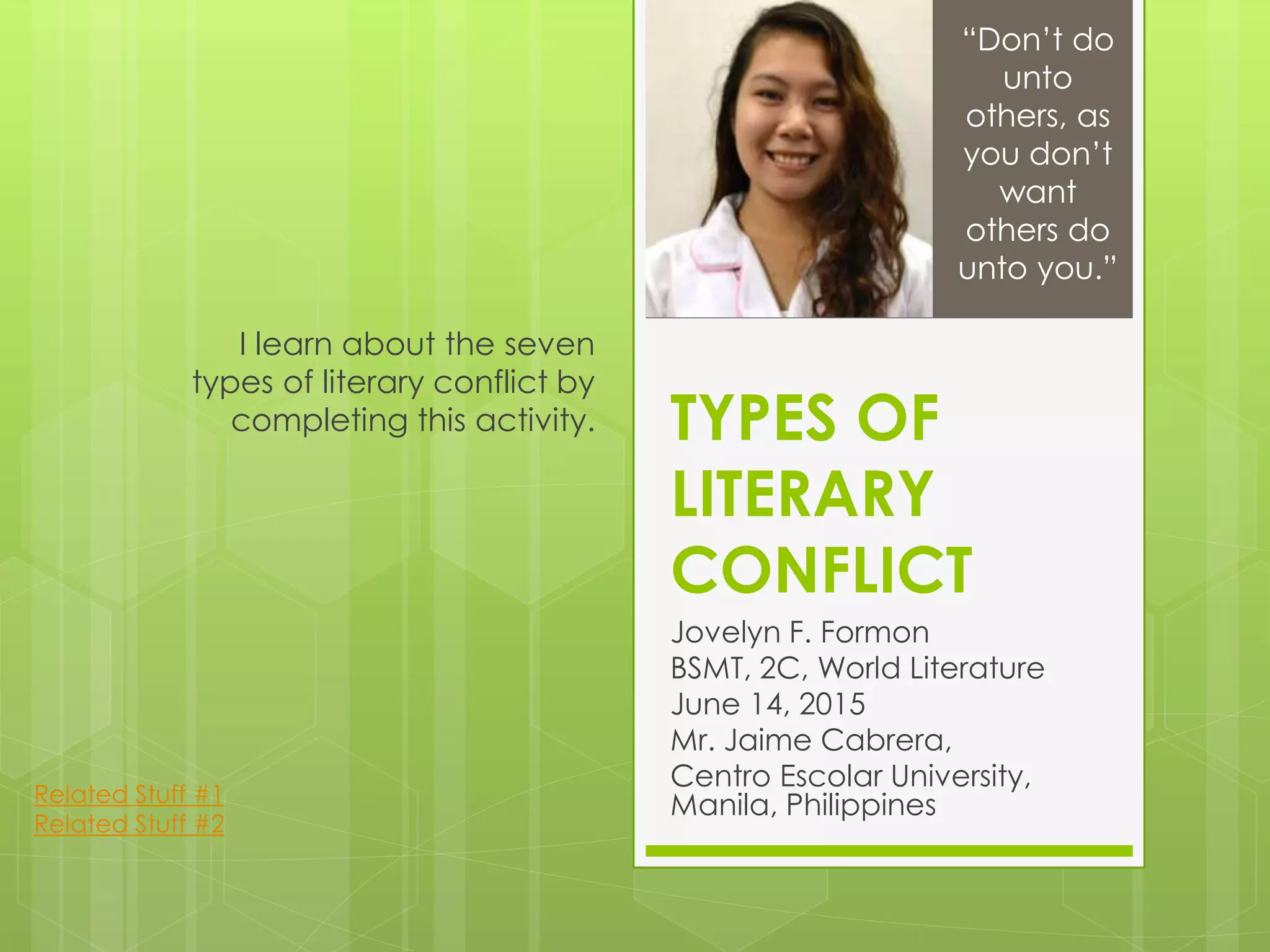 Types of Literary Conflict | PPTX