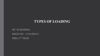 TYPES OF LOADING
BY- M.MAHIMA
REGD NO.- 17331E0073
MBA,1ST YEAR
 