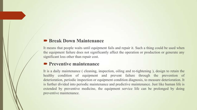 Types Of Maintenance PPT
