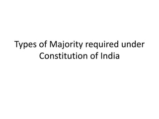 Types of Majority required under
Constitution of India
 