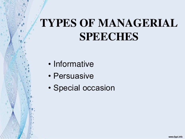 types of managerial speeches in business communication