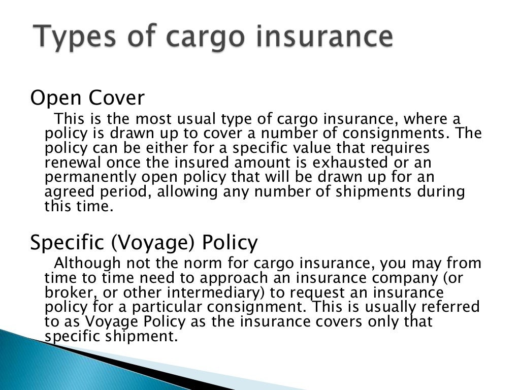 Types of marine insurance contracts