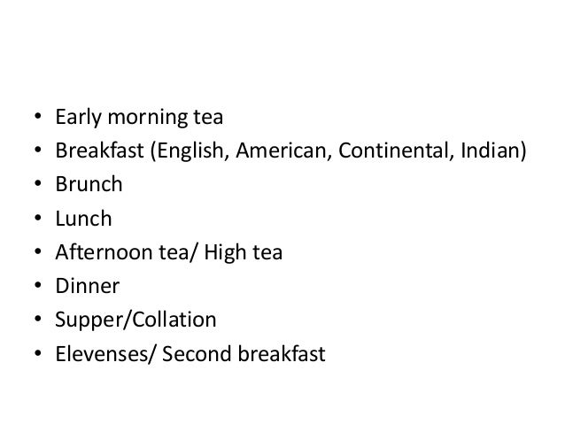 types of meals