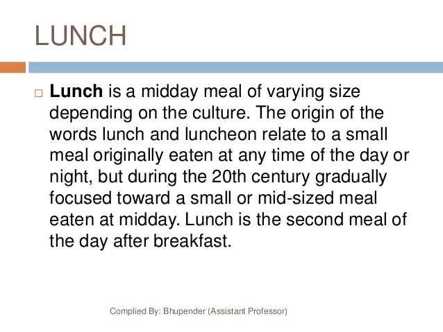 types of meals