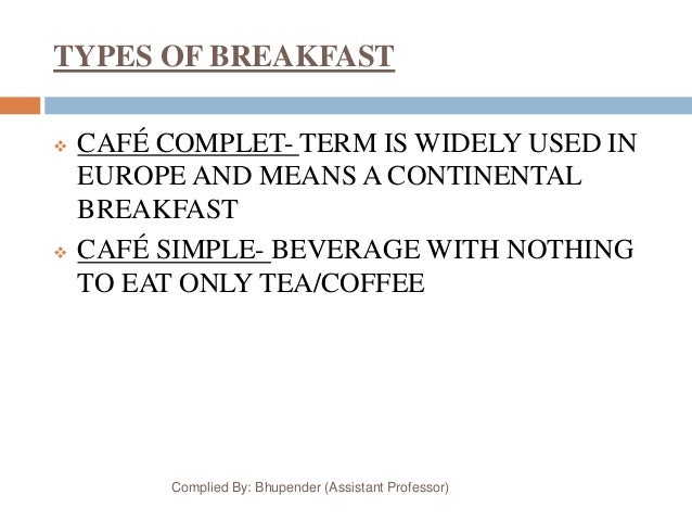 types of meals
