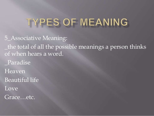 Types of meaning