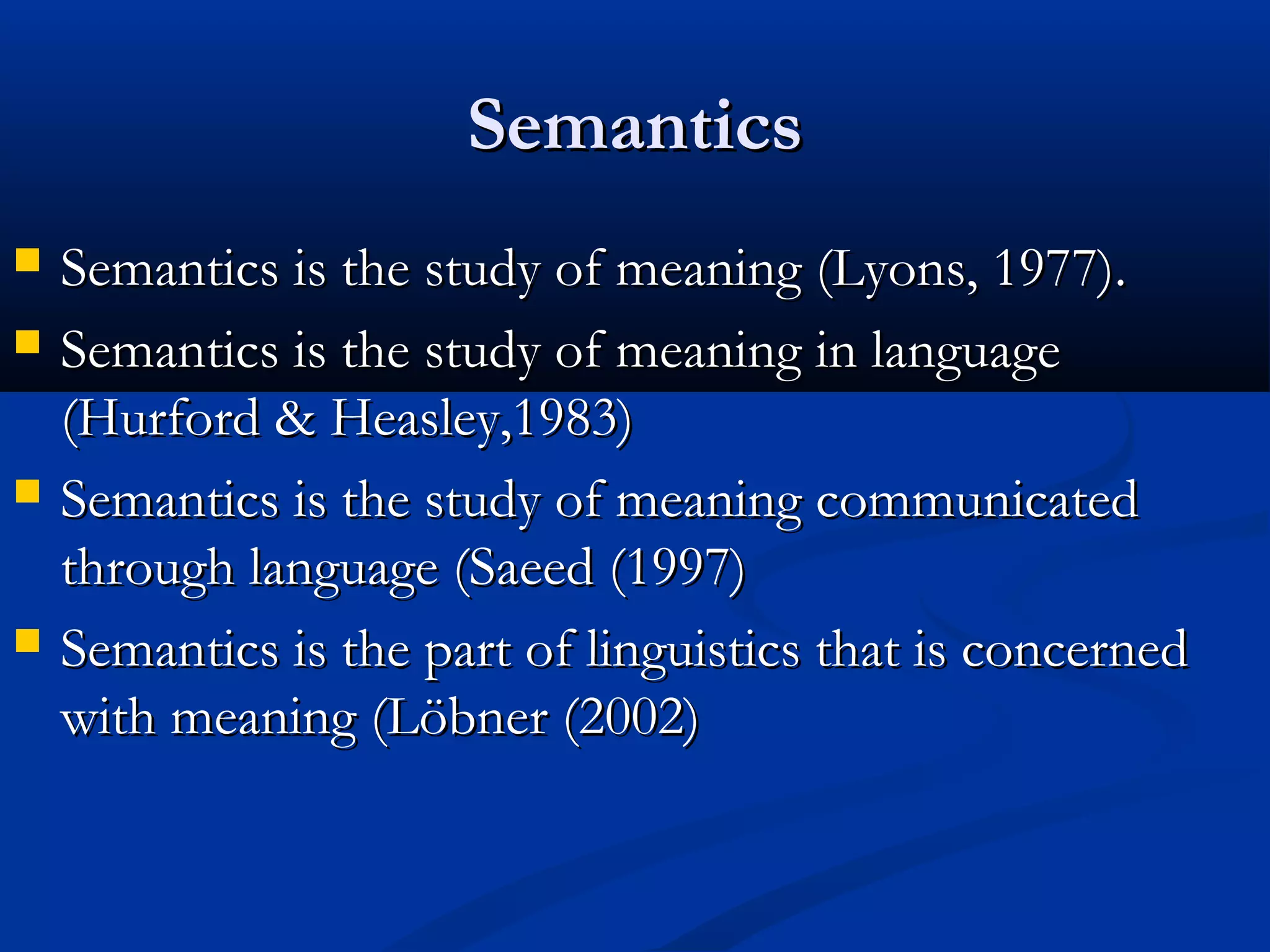 Semantics. Types of meaning. | PPT
