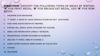 Types of media (Print, Broadcast, New Media) | PPTX