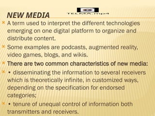 New Media Informations Examples TYPES OF MEDIA in Media Information and Literacy | PPTX