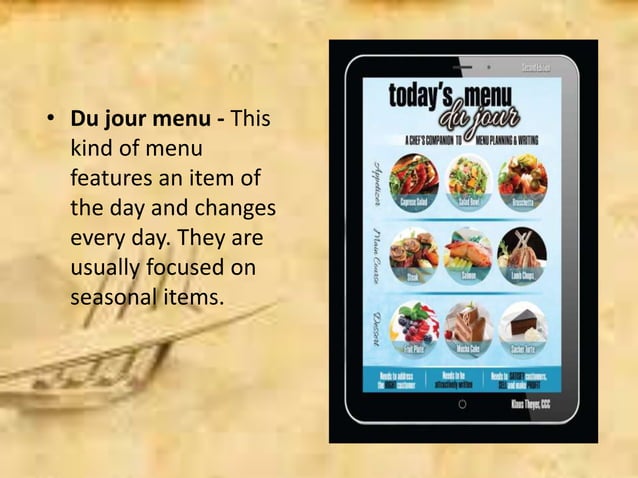Types of menu | PPTX | Bars & Restaurants | Attractions