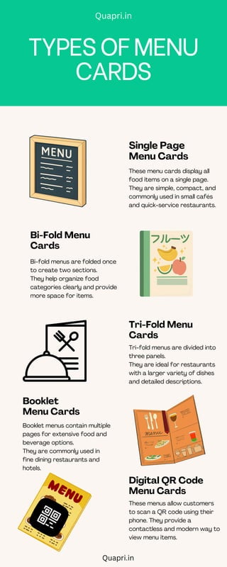 Menu Card Class Different Types of Menu Cards Used in Restaurants | PDF