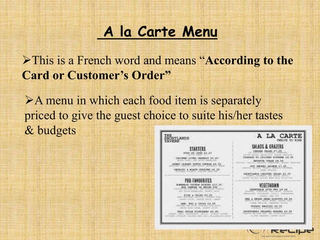 Hotel Menu Types DIFFERENT TYPES OF MENUS IN HOTEL | PPTX