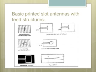 Basic printed slot antennas with
feed structures-
 