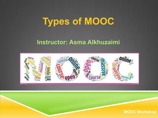 Types of MOOC
Instructor: Asma Alkhuzaimi

MOOC Workshop

 