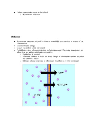 Types of movement across the cell membrane | DOCX