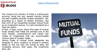 Types of Mutual Funds
 