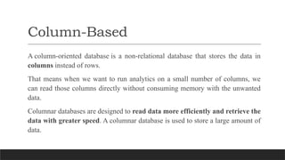 Columnar Database Nosql Types of NoSQL Databases .pptx