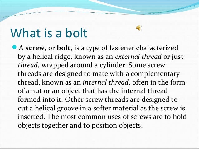 Types Of Bolts Types Of Bolts