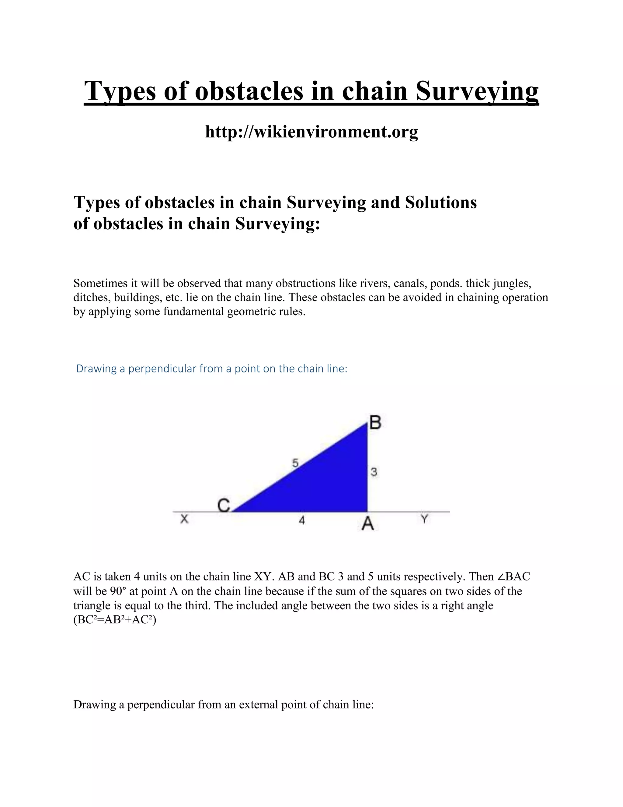 Types of obstacles in chain surveying PDF
