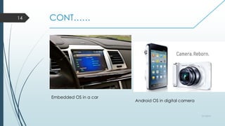 CONT……
3/1/2015
14
Embedded OS in a car
Android OS in digital camera
 